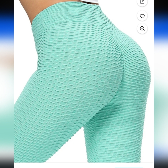 Mint Green Textured Leggings Sz M - Picture 2 of 6